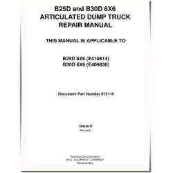 BELL B25D (PIN: E410814___) and B30D (PIN: E409836___) 6x6 Articulated Dump Trucks Repair Manual (872118)
