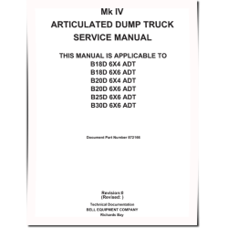 BELL Mk IV B18D, B20D, B25D and B30D Articulated Dump Trucks Service Manual (872166)