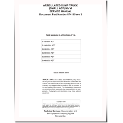 BELL B18D 6X4, B18D 6X6, B20D 6X4, B20D 6X6, B25D 6X6 and B30D 6X6 (MK 6) Articulated Dump Trucks Service Manual (874115)