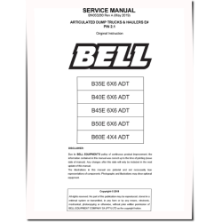 BELL B35E 6x6, B40E 6x6, B45E 6x6, B50E 6x6 and B60E 4x4 Articulated Dump Trucks Service Manual (BN053280)