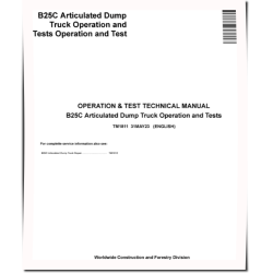 BELL B25C Articulated Dump Trucks Operation and Test Manual (TM1811)