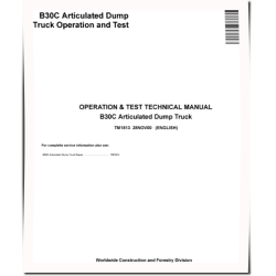 BELL B30C Articulated Dump Trucks Operation and Test Manual (TM1813)