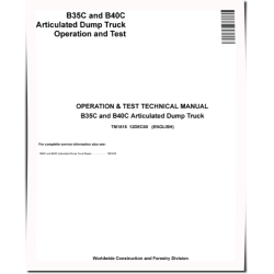 BELL B35C and B40C Articulated Dump Trucks Operation and Test Manual (TM1815)