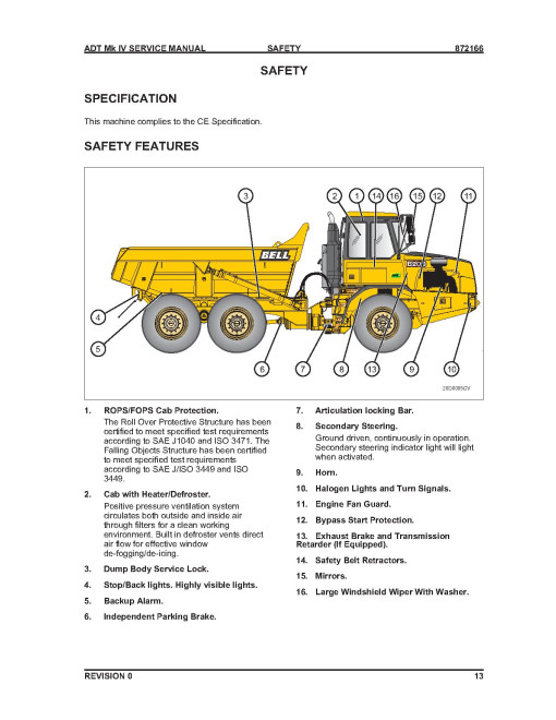 BELL Mk IV B18D, B20D, B25D and B30D Articulated Dump Trucks Service Manual (872166) BELL Mk IV B18D, B20D, B25D and B30D Articulated Dump Trucks Service Manual (872166)