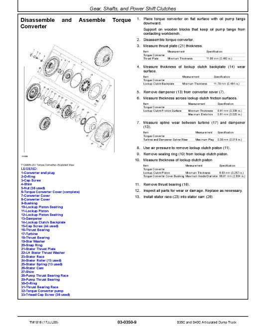 BELL B35C and B40C Articulated Dump Trucks Repair Manual (TM1816) BELL B35C and B40C Articulated Dump Trucks Repair Manual (TM1816)