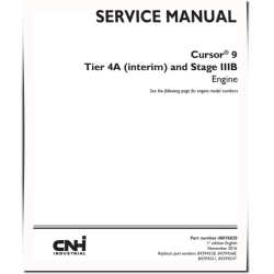 Cursor 9 F2CFE613, F2CFE614 Tier 4A (interim) / Stage IIIB Diesel Engines Service Manual (48076828)