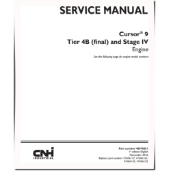 Cursor 9 F2CFE613A/B/C/D/E/F/G, F2CFE614A/B/C/D/E/F/G/H Tier 4B (final)/Stage IV Diesel Engines Service Manual (48076851)