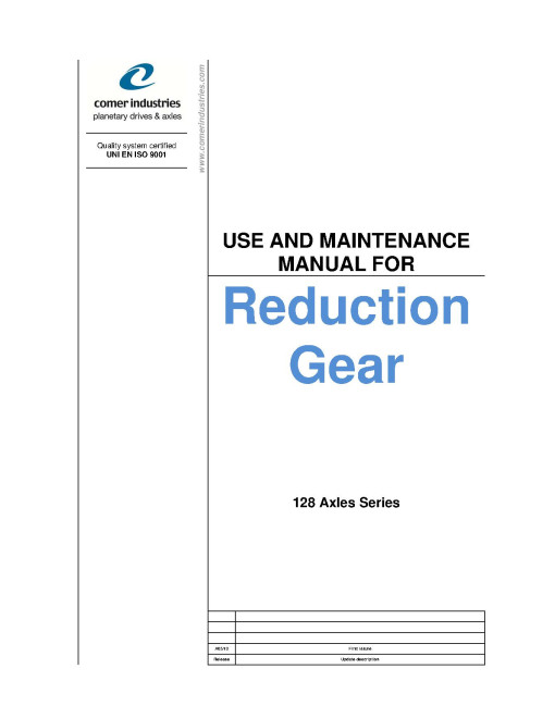 Comer Industries Rear Axles 128 Series Reduction Gear Component Technical Manual (CTM10075X19)