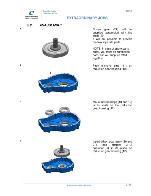 Comer Industries Rear Axles 128 Series Reduction Gear Component Technical Manual (CTM10075X19)