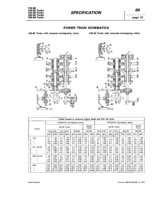 Fiat 115-90, 130-90 Turbo, 140-90 Turbo, 160-90 Turbo and 180-90 Turbo Tractors Workshop Manual (06910088)