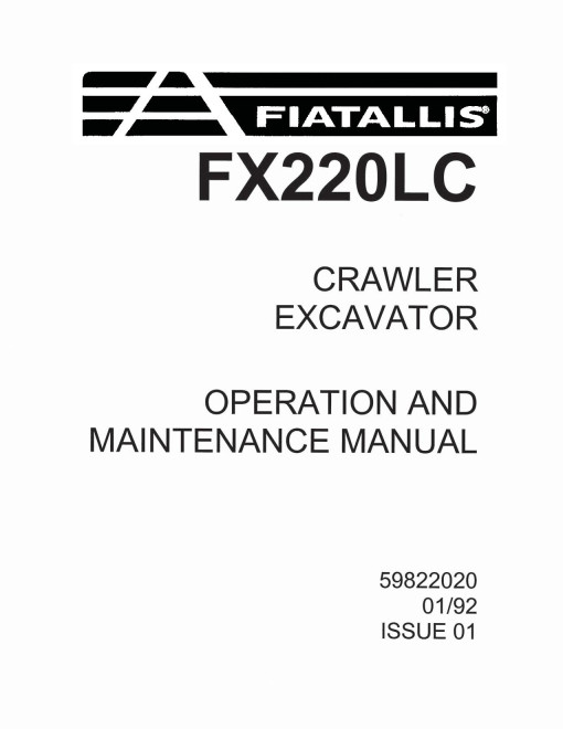 Fiat-Allis FX220LC Crawler Excavators Operate and Maintenance manual (59822020)