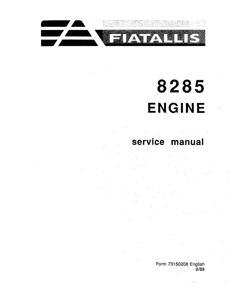 Fiat-Allis 8285 Diesel Engines Service Manual (73150208)