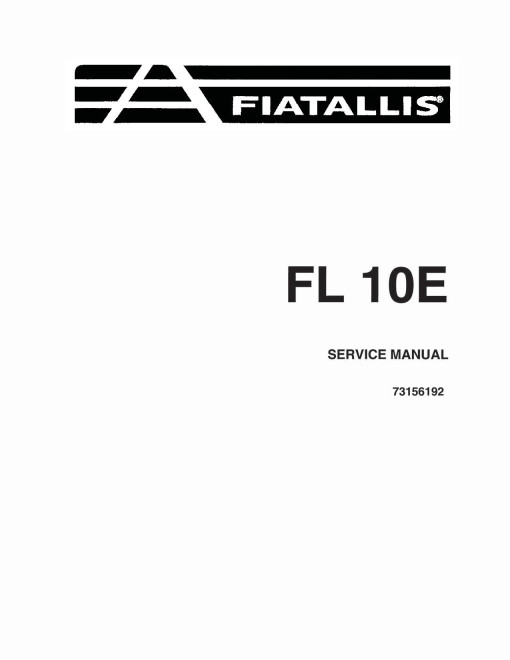 Fiat FL10E (PIN from LE10E IT090101) Crawler Loaders Service Manual, NO ENGINE INFO (73156192)