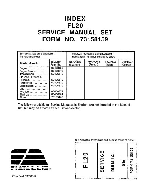 Fiat-Allis FL20 Crawler Loader Service Manual