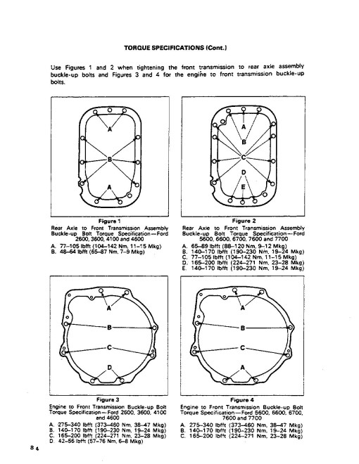 Ford 2600, 3600, 4100, 4600, 5600, 6600, 6700, 7600 and 7700 Tractors Service Data Book (40881040-SE3846)