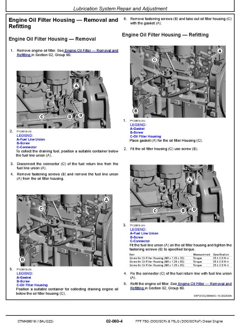 FPT F5G (DOC/SCR) and F5LG (DOC/SCRoF) Diesel Engines Technical Manual (CTM409019) FPT F5G (DOC/SCR) and F5LG (DOC/SCRoF) Diesel Engines Technical Manual (CTM409019)