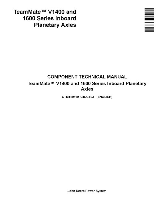 Funk TeamMate V 1400 and 1600 Series Inboard Panetary Axles Component Technical Manual (CTM129119)