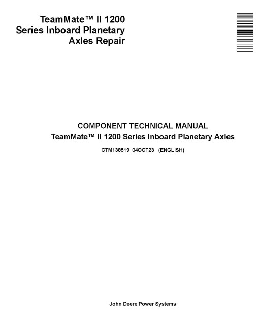 Funk TeamMate II 1200 Series Inboard Panetary Axles Component Technical Manual (CTM138519)