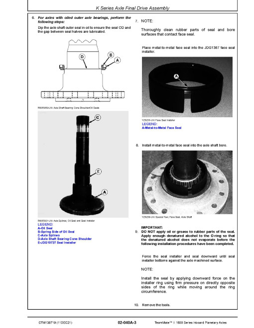 Funk TeamMate II 1600 Series Inboard Panetary Axles Technical Manual (CTM138719)