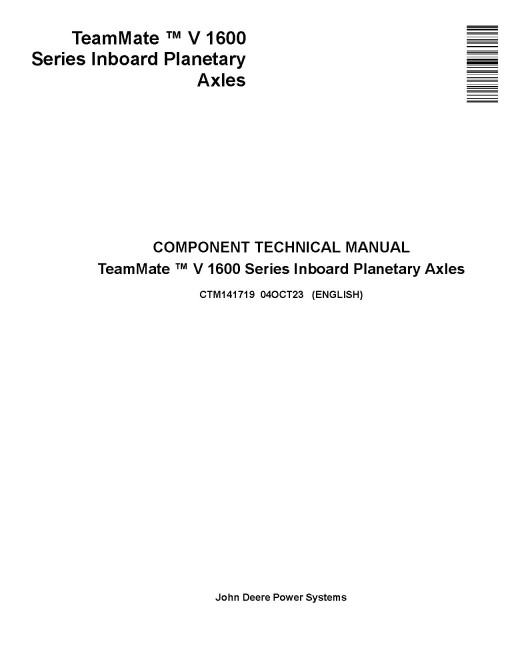 Funk TeamMate V 1600 Series Inboard Panetary Axle Component Technical Manual (CTM141719)