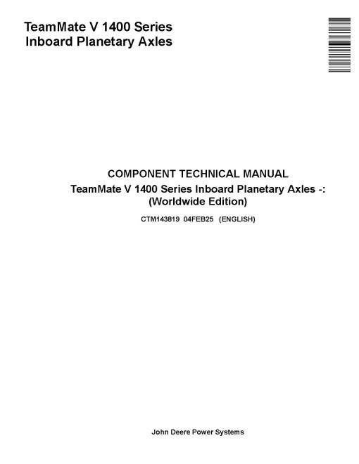 Funk TeamMate V 1400 Series Inboard Panetary Axles Component Technical Manual (CTM143819)