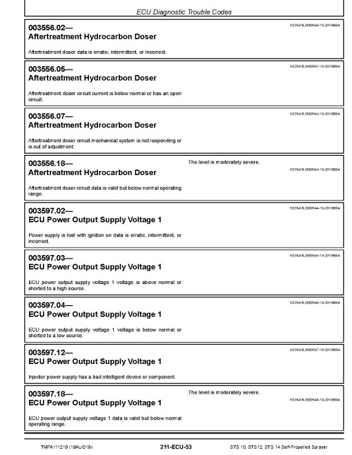 Hagie STS10, STS12 and STS14 (SN: 016001-016500) Self-Propelled Sprayers Diagnostic Manual (TMFA111219) Hagie STS10, STS12 and STS14 (SN: 016001-016500) Self-Propelled Sprayers Diagnostic Manual (TMFA111219)