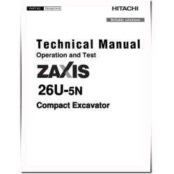 Zaxis 26U-5N (PIN: HCMACB60_ _0260005-) Compact Excavators Operation and Test Manual (TM13327X19)