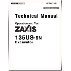 Zaxis 135US-6N (PIN from HCMDAT60_ _0200001) Crawler Excavators Operation and Test Manual (TM14055X19)