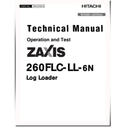 Zaxis 260FLC-LL-6N (PIN from 1FFDC271_ _F266001) Log Loaders Operation and Test Manual (TM14176X19)