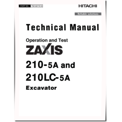 Zaxis 210-5A and 210LC-5A Crawler Excavators (PIN: 1F9DCXG_ _ _D300001-) Operation and Test Manual (TM14377X19)