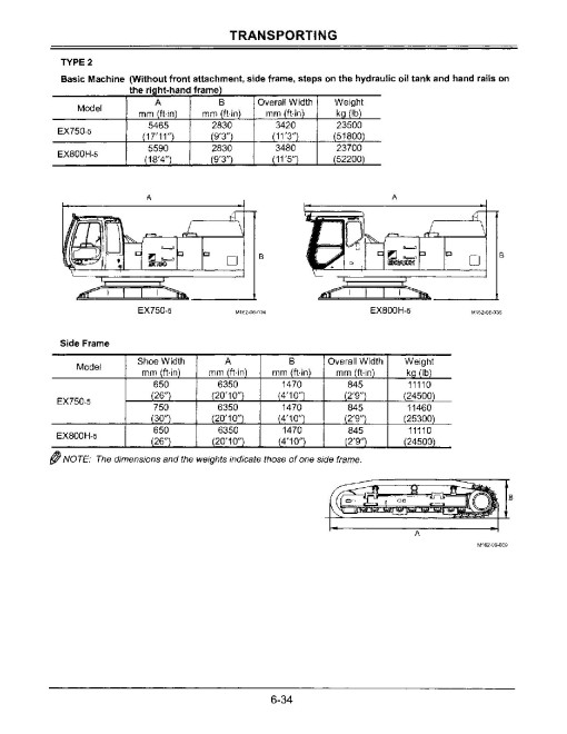Hitachi EX750-5 and EX800H-5 Crawler Excavator set of Service Manuals