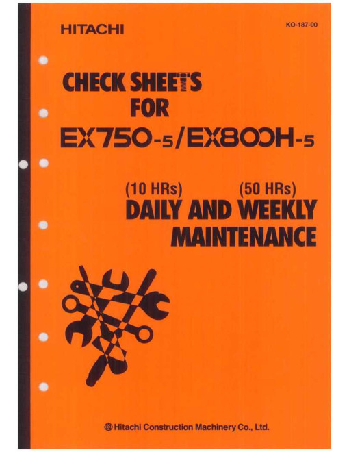 Hitachi EX750-5 and EX800H-5 Crawler Excavator set of Service Manuals