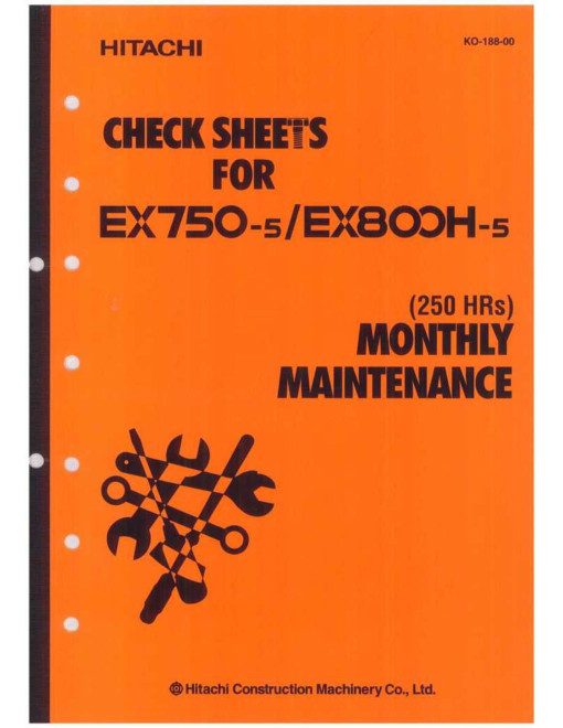 Hitachi EX750-5 and EX800H-5 Crawler Excavator set of Service Manuals