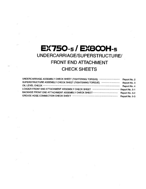 Hitachi EX750-5 and EX800H-5 Crawler Excavator set of Service Manuals