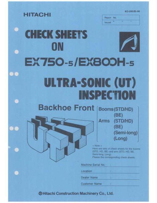 Hitachi EX750-5 and EX800H-5 Crawler Excavator set of Service Manuals