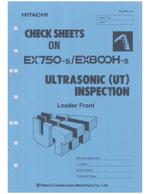 Hitachi EX750-5 and EX800H-5 Crawler Excavator set of Service Manuals