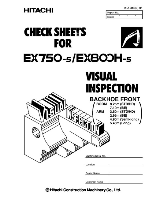 Hitachi EX750-5 and EX800H-5 Crawler Excavator set of Service Manuals
