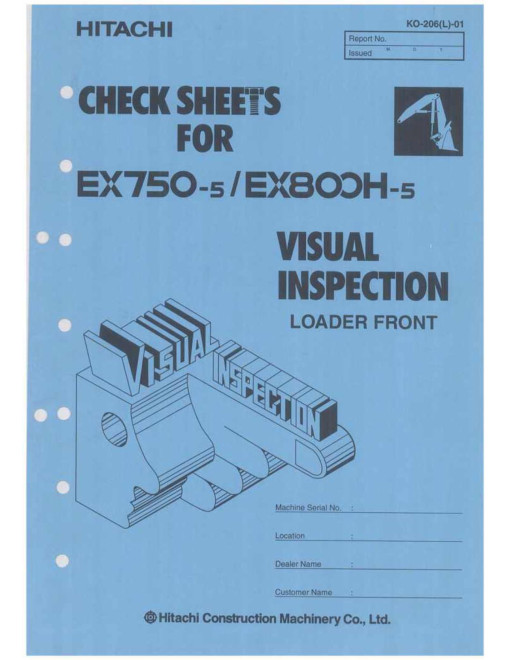 Hitachi EX750-5 and EX800H-5 Crawler Excavator set of Service Manuals