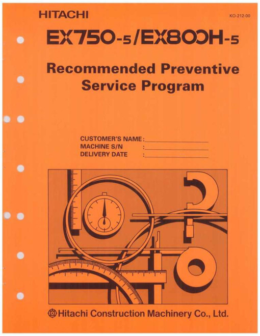 Hitachi EX750-5 and EX800H-5 Crawler Excavator set of Service Manuals