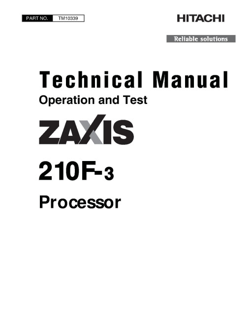 Hitachi Zaxis 210F-3 Processors Operation and Test Manual (TM10339)