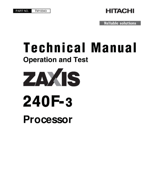 Hitachi Zaxis 240F-3 Processors Operation and Test Manual (TM10343)