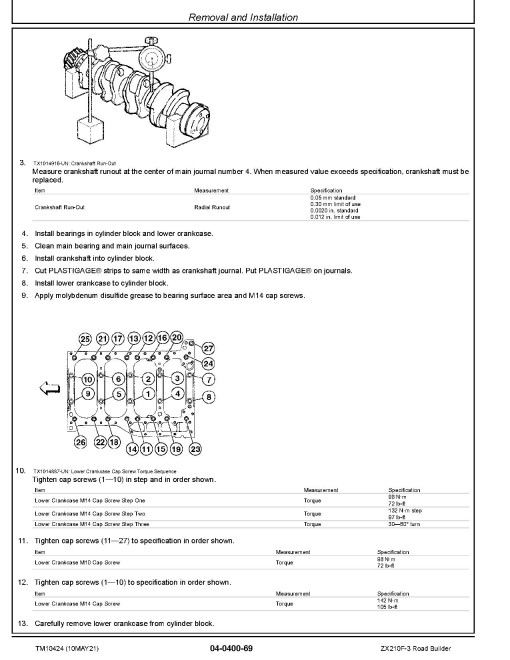 Hitachi Zaxis 210F-3 Road Builders Repair Manual (TM10424)