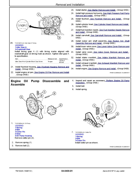 Hitachi Zaxis 210F-3 Log Loaders Repair Manual (TM10425)