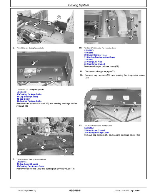 Hitachi Zaxis 210F-3 Log Loaders Repair Manual (TM10425)