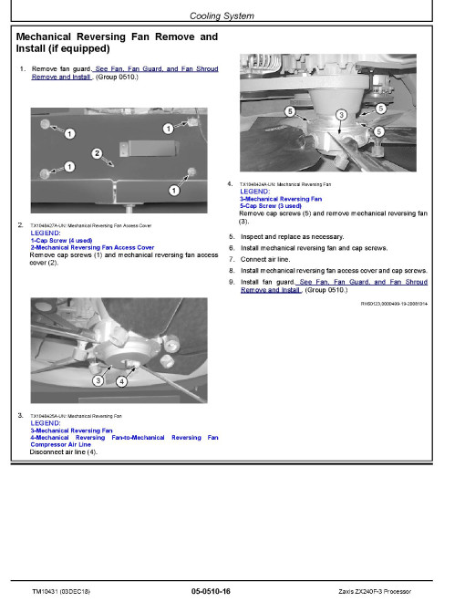 Hitachi Zaxis 240F-3 Processors Repair Manual (TM10431)