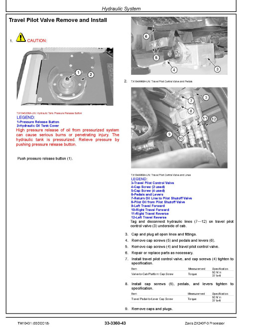 Hitachi Zaxis 240F-3 Processors Repair Manual (TM10431)