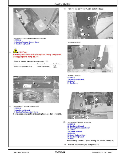 Hitachi Zaxis 370F-3 Log Loaders Repair Manual (TM10433)