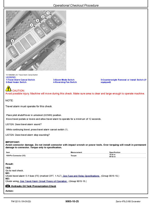 Hitachi Zaxis 470LC-5B Crawler Excavators (SN. from 0030001) Operation and Test Manual (TM12210) Hitachi Zaxis 470LC-5B Crawler Excavators (SN. from 0030001) Operation and Test Manual (TM12210)