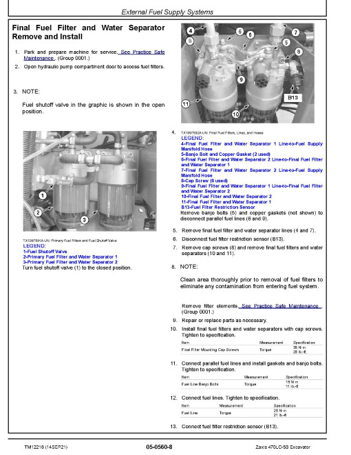Hitachi Zaxis 470LC-5B Crawler Excavators (SN. from 0030001) Repair Manual (TM12216) Hitachi Zaxis 470LC-5B Crawler Excavators (SN. from 0030001) Repair Manual (TM12216)