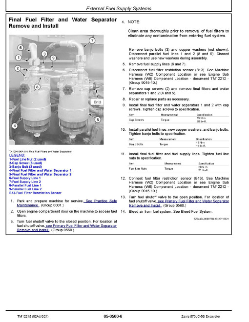 Hitachi Zaxis 870LC-5B Crawler Excavators (SN. from 0030001) Repair Manual (TM12218) Hitachi Zaxis 870LC-5B Crawler Excavators (SN. from 0030001) Repair Manual (TM12218)